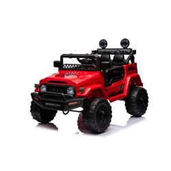 Mașină electrică TOYOTA FJ CRUISER cu tracțiune spate, roșu, baterie 12V, Șasiu înalt, scaun larg, Suspensie punte spate, Lumini LED, Telecomandă 2,4 GHz, MP3 player cu intrare USB/AUX, Model Licențiat