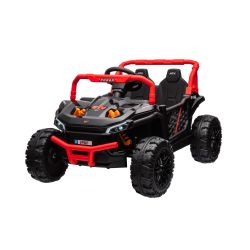 Mașină electrică de jucărie UTV Small 12V, negru, Tracțiune spate, baterie 12V, Roți din plastic, banchetă dublă, Telecomandă 2,4 GHz, Un singur loc, MP3 player cu intrare USB/SD, Lumini LED