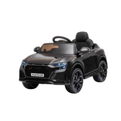 Mașină electrică copii Audi RS Q8, 12V, telecomandă de 2,4 GHz, intrare USB, lumini LED, baterie de 12V, roți EVA moi, MOTOR 2 X 35W, negru, licență ORIGINALĂ