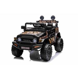 Mașină electrică TOYOTA FJ CRUISER cu tracțiune spate, negru, baterie 12V, Șasiu înalt, scaun larg, Suspensie punte spate, Lumini LED, Telecomandă 2,4 GHz, MP3 player cu intrare USB/AUX, Model Licențiat