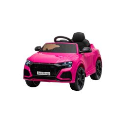 Mașină electrică copii Audi RS Q8, 12V, telecomandă de 2,4 GHz, intrare USB, lumini LED, baterie de 12V, roți EVA moi, MOTOR 2 X 35W, roz, licență ORIGINALĂ