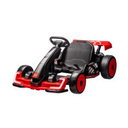 Kart drift licențiat AUDI 24V, roșu, lumini LED, Motor 2 x 150W, Modul Drift cu viteză de 12 Km/h, Baterie 24V, Construcție solidă din fier, Scaun reglabil, MP3 Player