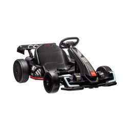 Kart drift licențiat AUDI 24V, negru, lumini LED, Motor 2 x 150W, Modul Drift cu viteză de 12 Km/h, Baterie 24V, Construcție solidă din fier, Scaun reglabil, MP3 Player