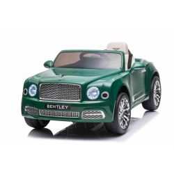 Mașină electrică de jucărie Bentley Mulsanne 12V, verde, Scaun din piele, telecomandă 2,4 GHz, Intrare USB / Aux, Suspensie, baterie 12V / 7Ah, Lumini LED, Roți EVA moi, Motor 2 X 35W, Licență ORIGINALĂ