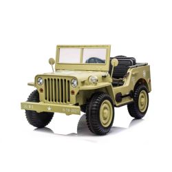 Mașinuță electrică pentru copii SUA ARMY-4X4, cu trei locuri, MP3 Player cu intrare USB / SD, suspensie integrală, lumini LED, parbriz pliabil, baterie portabilă 12V14AH, roți EVA, scaune din piele, telecomandă de 2,4 GHz,  4x4 