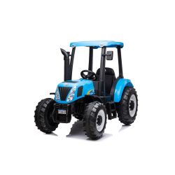 Tractor electric pentru copii NEW HOLLAND-T7 12V, un loc, albastru, scaun din piele, MP3 Player cu intrare USB, tracțiune spate, motor 2x 35W, roți EVA, telecomandă de 2,4 GHz, licență originală