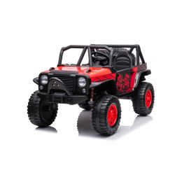 Mașină electrică de jucărie Raptor XXL 24V, roșu, Motor 4 x 50 W, roți EVA, frână electrică, scaune din piele, axe suspensie, două locuri, MP3 Player, USB, intrare AUX, lumini LED