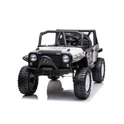 Mașină electrică de jucărie Raptor XXL 24V, alb, Motor 4 x 50 W, roți EVA, frână electrică, scaune din piele, axe suspensie, două locuri, MP3 Player, USB, intrare AUX, lumini LED