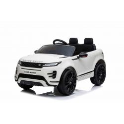 Mașină electrică pentru copii Range Rover EVOQUE, Alb, Scaun din piele, MP3 player cu intrare USB, unitate 4x4, baterie 12V10Ah, Roți EVA, suspensii spate, pornire din cheie, telecomandă Bluetooth de 2,4 GHz, licențiată