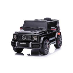 Mașină electrică de jucărie Mercedes G cu uși laterale înalte, negru, un singur loc, baterie 12V, telecomandă 2,4 GHz, 2 X MOTOR, suspensie punte spate, intrare USB/AUX, licență ORIGINALĂ