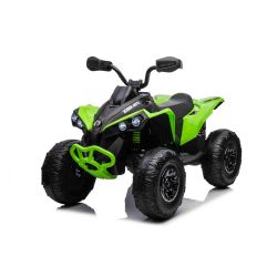 Quad electric Can-am Renegade, verde, cu un singur loc, suspensii față și spate, lumini LED, baterie de 12 V, 2 motoare de 35 W, roți moi EVA, player MP3 cu intrare USB/AUX, licențiat