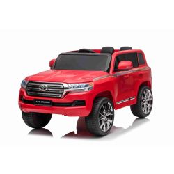 Mașină electrică de jucărie Toyota Landcruiser 12V, roșu, scaun din piele, telecomandă 2,4 GHz, intrare USB / AUX, suspensie, baterie 12 V, roți moi EVA, MOTOR 2 X 35 W, licență ORIGINALĂ