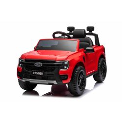Mașină electrică de jucărie FORD Ranger 12V, roșu, Scaun piele, Telecomandă 2,4 GHz, Intrare Bluetooth/USB, Suspensii, Baterie 12V, Roți din plastic, MOTOR 2 X 30W, Licență ORIGINALĂ