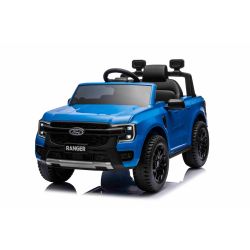 Mașină electrică de jucărie FORD Ranger 12V, albastru, Scaun piele, Telecomandă 2,4 GHz, Intrare Bluetooth/USB, Suspensii, Baterie 12V, Roți din plastic, MOTOR 2 X 30W, Licență ORIGINALĂ