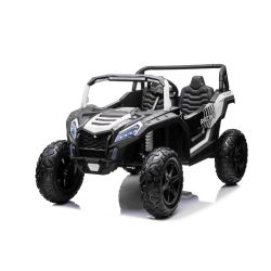 Mașină electrică copii UTV XXL 24V, albă, cu două locuri, motor de 350 W cu diferențial, roți gonflabile din cauciuc, osii spate cu arc, frână cu disc, scaun tapițat, volan reglabil, bluetooth, player MP3 cu intrare USB 