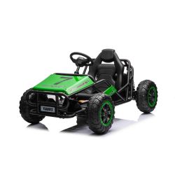 Kart electric SPORT-KART 24V, verde, roți EVA, scaun din piele, 2 x 50W Motor, baterie 24V, construcție metalică masivă