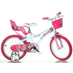 Bicicletă pentru copii -16" Dino 616NN Minnie  cu scaun pentru păpușă și coș