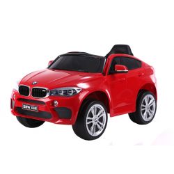 Mașină electrică BMW X6M NOU -roșu, roți EVA, scaun din piele, 12V, 2,4 GHz DO, 2X MOTOARE, USB, card SD, licență ORIGINALĂ