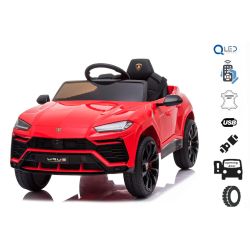 Mașinuță electrică pentru copii, Lamborghini URUS, Roșie, licențiată originală, alimentată cu baterii, deschidere uși,  2x motoare, baterie 12 V, telecomandă 2,4 Ghz, roți moi EVA , suspensii, pornire lină