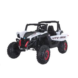 Mașină electrică copii NOU RSX Alb, 4x4, 2x12V, rotile EVA, scaun larg cu doua locuri, cheie pentru Start, 2.4 GHz, 4X MOTOR, 2 cifre, USB, card SD