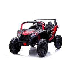 Mașină electrică copii UTV XXL 24V, roșu, cu două locuri, motor de 350 W cu diferențial, roți gonflabile din cauciuc, osii spate cu arc, frână cu disc, scaun tapițat, volan reglabil, bluetooth, player MP3 cu intrare USB 