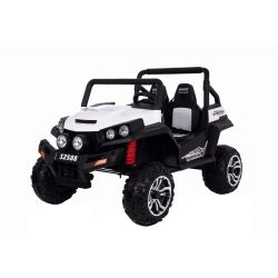 Mașinuță electrică pentru copii RSX tip ATV, Albă- Telecomandă 2.4Ghz, 4x Motoare, 2 scaune din piele, roți ușoare Eva, Radio FM, Bluetooth