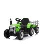 Tractor electric copii cu remorcă WORKERS, verde, tracțiune spate, Baterie litiu, scaun lat, telecomandă de 2,4 GHz, player MP3 cu port USB, lumini LED