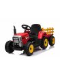 Tractor electric copii cu remorcă WORKERS, roșu, tracțiune spate, Baterie litiu, scaun lat, telecomandă de 2,4 GHz, player MP3 cu port USB, lumini LED