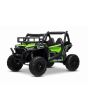 Mașină electrică pentru copii UTV 24V, verde, două locuri, motor 2 x 200 W, Baterie litiu, roți EVA, osii cu arcuri, frână electrică, scaun tapițat, 2.4 GHz DO, două locuri, USB, AUX