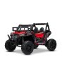 Mașină electrică pentru copii UTV 24V, roșie, două locuri, motor 2 x 200 W, Baterie litiu, roți EVA, osii cu arcuri, frână electrică, scaun tapițat, 2.4 GHz DO, două locuri, USB, AUX