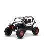 Mașinuță electrică de jucărie NEW RSX 24V, alb, tracțiune 4x4, baterie litiu, roți EVA, suspensii, scaun din piele artificială cu două locuri, telecomandă, player MP3 cu intrare USB/AUX 