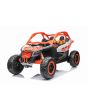 Mașină electrică copii Can-am Maverick 24V, portocaliu, cu două locuri, suspensie spate, telecomandă 2,4 Ghz, Baterie litiu portabilă, 4 motoare de 200 W, roți EVA, scaune din piele, player MP3 cu intrare USB/SD, model cu licență