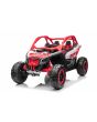 Mașină electrică copii Can-am Maverick 24V, roșu, cu două locuri, suspensie spate, telecomandă 2,4 Ghz, Baterie litiu portabilă, 4 motoare de 200 W, roți EVA, scaune din piele, player MP3 cu intrare USB/SD, model cu licență