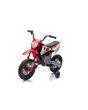Motocicletă electrică MOTOCROSS, roșu, baterie 12V, roți moi EVA, scaun piele, motor 2 x 25 W, suspensie, cadru metalic, player MP3 cu Bluetooth, roți ajutătoare