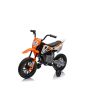 Motocicletă electrică MOTOCROSS, portocaliu, baterie 12V, roți moi EVA, scaun piele, motor 2 x 25 W, suspensie, cadru metalic, player MP3 cu Bluetooth, roți ajutătoare