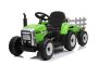 Tractor electric copii cu remorcă WORKERS, verde, tracțiune spate, Baterie litiu, scaun lat, telecomandă de 2,4 GHz, player MP3 cu port USB, lumini LED