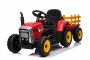Tractor electric copii cu remorcă WORKERS, roșu, tracțiune spate, Baterie litiu, scaun lat, telecomandă de 2,4 GHz, player MP3 cu port USB, lumini LED