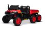Tractor electric de fermă RIDER 6X6 24V cu tracțiune integrală 4X 200W, cu două locuri, roșu, baterie litiu, roți EVA, scaun dublu din imitație de piele, axe cu suspensii, telecomandă 2.4 GHz, player MP3 cu intrare USB/AUX, Bluetooth