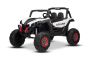Mașinuță electrică de jucărie NEW RSX 24V, alb, tracțiune 4x4, baterie litiu, roți EVA, suspensii, scaun din piele artificială cu două locuri, telecomandă, player MP3 cu intrare USB/AUX 