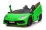 Mașină electrică copii Lamborghini Aventador 24V două locuri, caroserie lăcuită verde, 2.4 GHz DO, scaune moi din PU, afișaj LCD, suspensie, uși cu deschidere verticală, roți EVA moi, MOTOR 2 X 45W, licență ORIGINALĂ